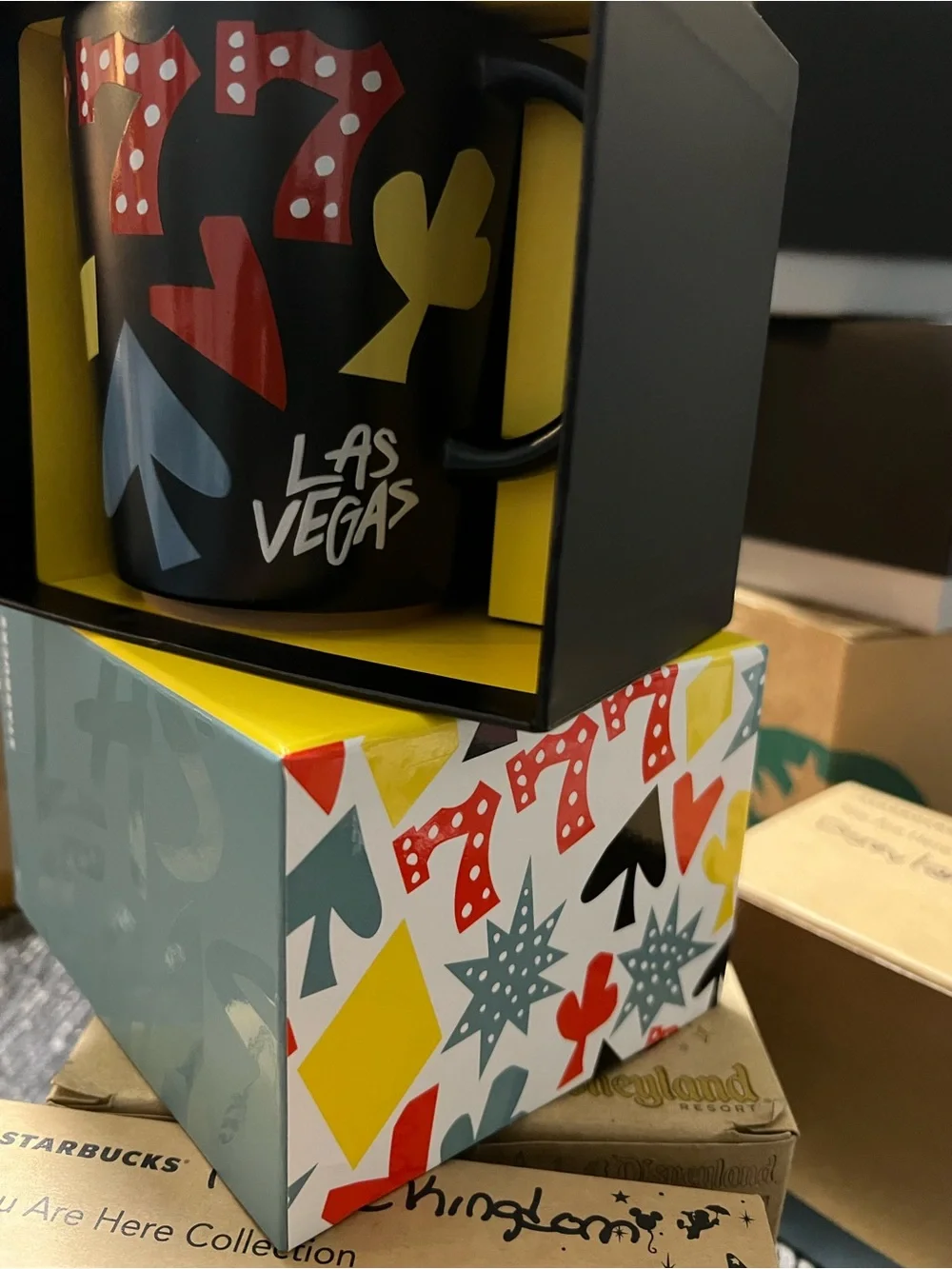 Starbucks Las Vegas Black Mug , Playing Card Icons, 777 , 12 Oz , ceramic
